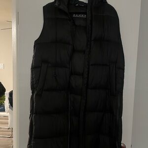 Zara Charcoal Puffer Vest with Hood